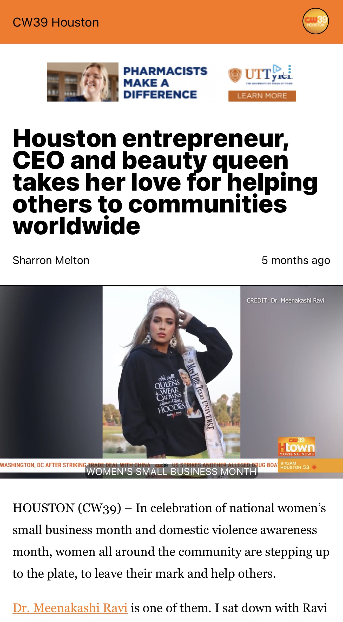 Dr. Meenakshi Ravi community charity Hoodies 4 Healing